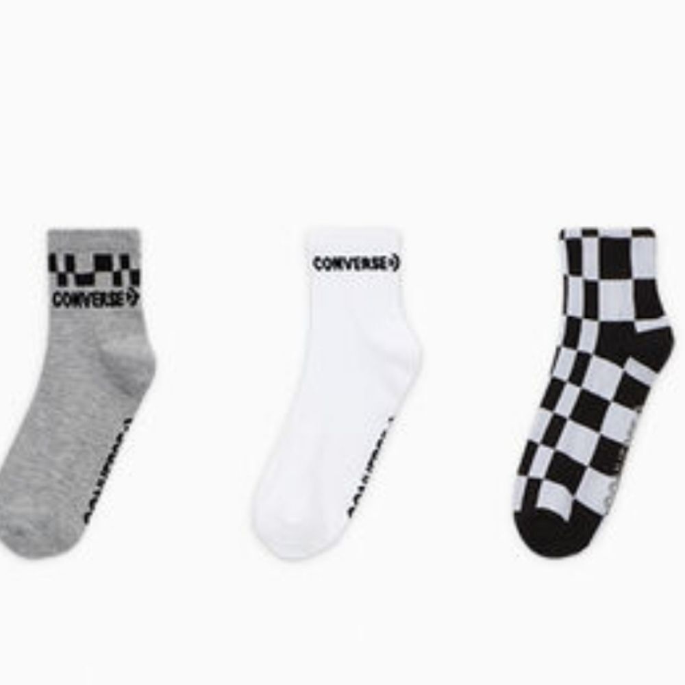 Converse 3-PK Skewed Check Quarter Socks